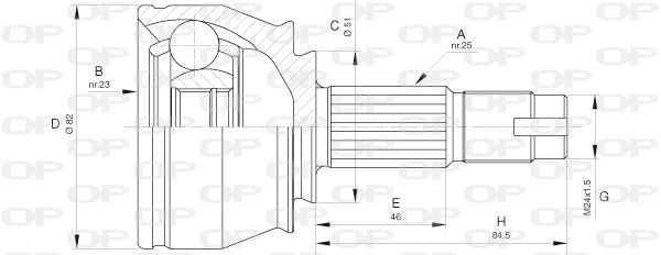 OPEN PARTS Шарнирный комплект, приводной вал CVJ5651.10